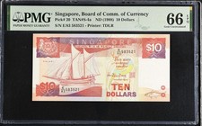 Singapore 10 Dollars ND 1988 P 20 Gem UNC PMG 66 EPQ