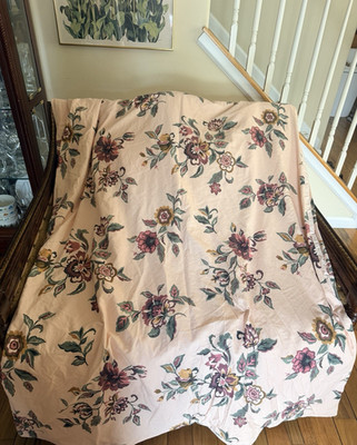 FRONTGATE Cotton/Linen Blend Duvet Cover 99''x103'' King? Pink Floral