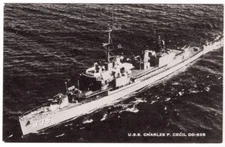 1964-1979 Destroyer DD-835 USS Charles P. Cecil FRAM Arnold Art Store Postcard