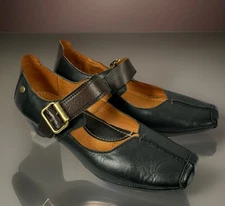 Pikolinos Square Toe Leather Mary Jane Low Heel Brown Black Women’s Size 38