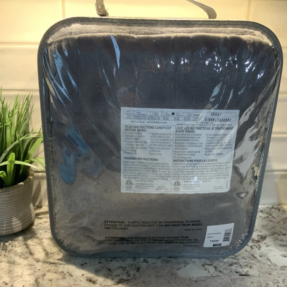 Manta Doble Biddeford Eléctrica Calefacción Micro Felpa Gris Apagado Automático Foto 4 de 4