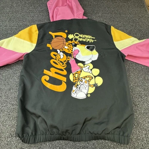 Cheetos Jacket Mens M Black Windbreaker Hooded Lined Elastic Waist Logo - product listing photo
