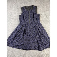 Tommy Hilfiger Navy Blue Black Lace Sleeveless Fit Flare Dress Size 14 Cocktail