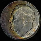 1948 Roosevelt Dime - Brilliant Uncirculated - Toned - Color Scarce Date Silver