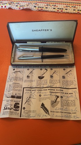 Vintage Sheaffer Snorkel Fountain Pen & Mechanical Pencil Set Box -Untested