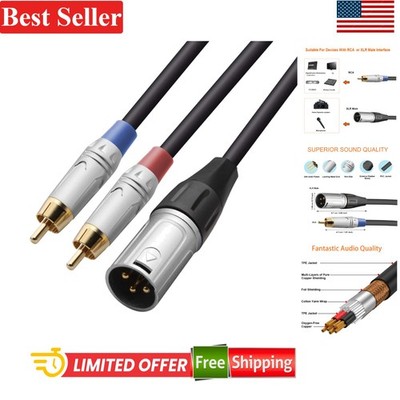 High Fidelity 2 RCA to XLR Male Y Splitter Cable - Ideal for Amplifiers & Mixers