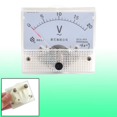 Beige Screw Mounting Head Voltage Test AC 20V Analog Volt Meter Panel