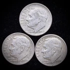 90% Silver - Pre-1965 Roosevelt Dime - 3 Dimes - Circulated Condition - M2-2