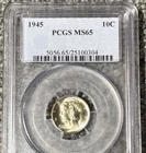 1945  Mercury Dime PCGS MS65