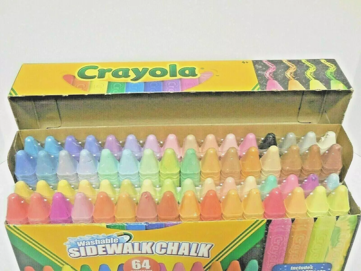 CRAYOLA WASHABLE SIDEWALK CHALK 64 DIFFERENT COLORS IN FUNCTIONAL