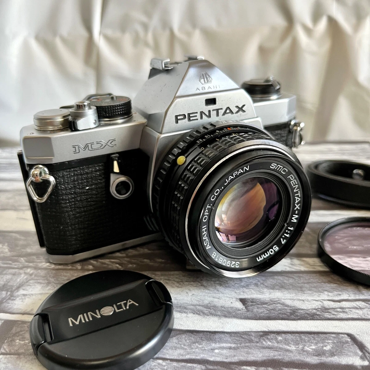 Pentax MX 35mm SLR Film Camera w/ SMC PENTAX-M 50mm f/1.7 Working! From Japan