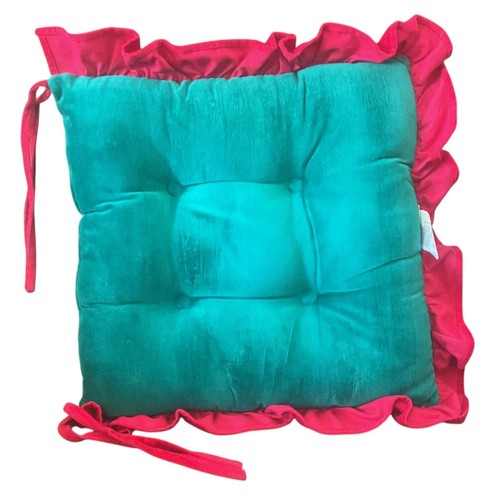 Set of 2 Tufted Chair Cushions For Dining Room Chair Christmas Holiday Poinsetti - Picture 8 of 9