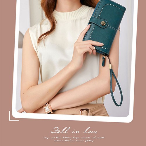 Women Leather Wallet Zipper Lady Long Card Holder Coin Case Handbag Clutch Purse - Picture 6 of 15