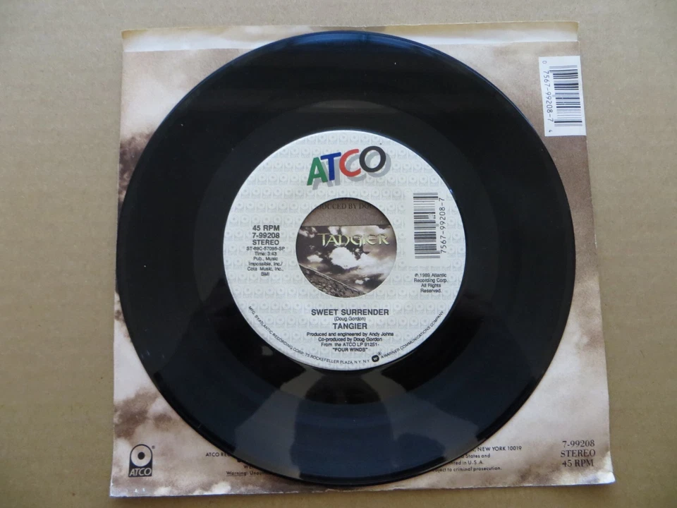 Tangier – On The Line - 1989 - ATCO Records 7-99208 7" Single VG+/VG+ Foto 4 de 4
