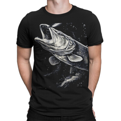 Karpfen Fisch an einer Linie Angeln Fischer Geschenk Herren T-Shirts Tee Top #T437