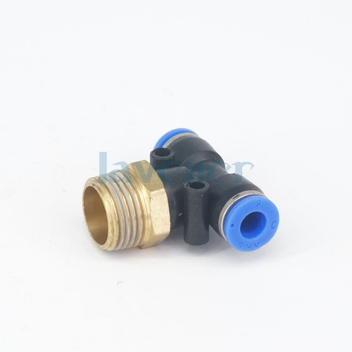 LOT5 1/8"-1/2" BSP Male x Tube O/D 4-12mm Tee Pneumatic Pushfit Pipe Connector - Picture 30 of 49