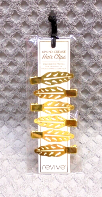 Revive Metal Hair Clips Barrettes No Crease 6 Pack Gold 