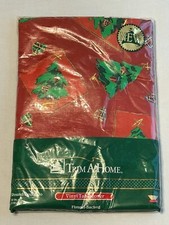 Trim A Home 60" Round Flannel Backed Vinyl Tablecover Tablecloth Christmas Tree