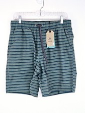 Prana Mens Metric E Waist Shorts Cove Stripe L Pull On 8" Inseam Boardshorts