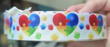 1 mtr Autism Awareness Grosgrain Ribbon Cards Cakes Hair bows