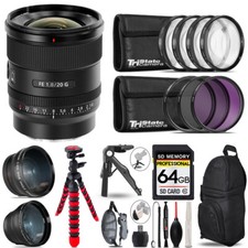 Sony FE 20mm f/1.8 G Lens - 3 Lens Kit  Tripod Backpack -64GB Kit