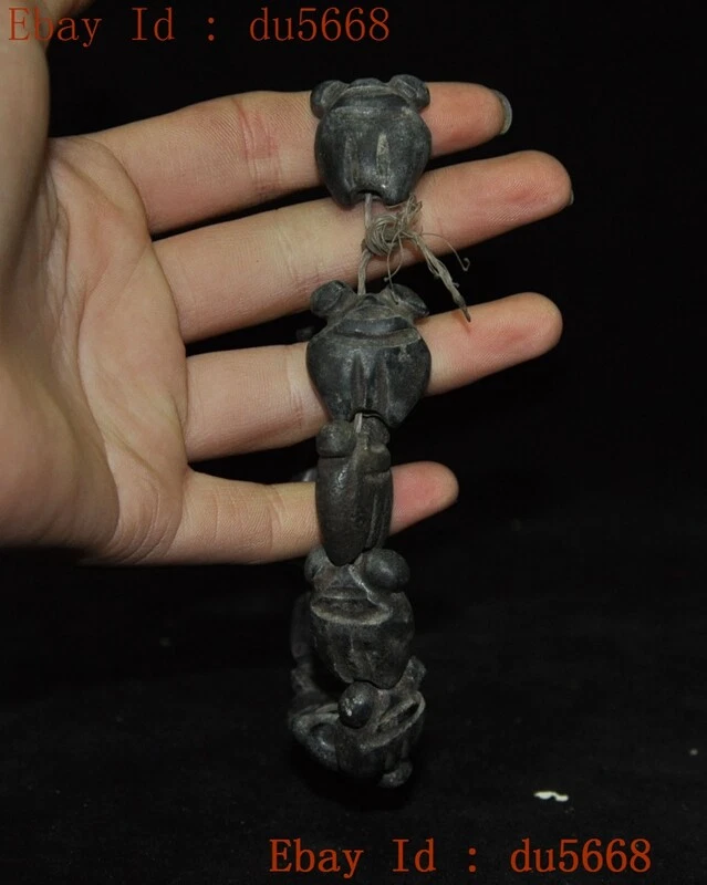 China Hongshan Cultura Meteorito Hierro Tallado Feng Shui Cicada Estatua Pulsera Foto 4 de 4