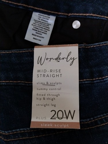 NWT Woman Wonderly Mid Rise Straight Leg Pants Jeans Size 20W Tummy Control Zip - Picture 9 of 12