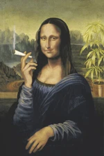 Mona Lisa Smoking Laminated Poster - 24.5" x 36.5"