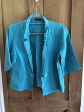 Grizas Linen Jacket Crop Azure Blue 100% Linen Sz Medium