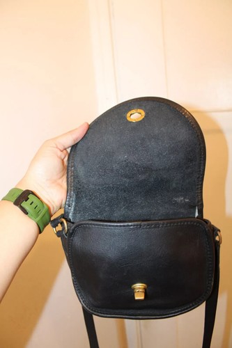 COACH Watson Black Leather Crossbody Saddlebag Shoulder Bag #9981 USA Vintage - Picture 8 of 13