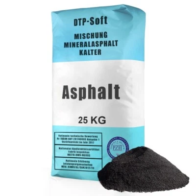 DTP-SOFT 25 kg Kaltasphalt 0-8 mm Reparaturasphalt Asphalt Kaltmischgut 25kg