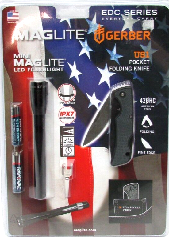 CUNE MINI MAGLITE ゾンビ Mini Maglite LED Flashlight & Gerber US1 Folding Pocket Knife No