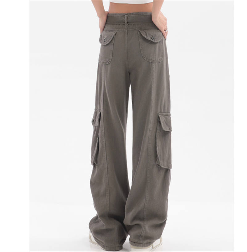 Saashi Wide Leg Cargo Pants for Women with Large Pockets Loose Fit Casual Sports Trousers