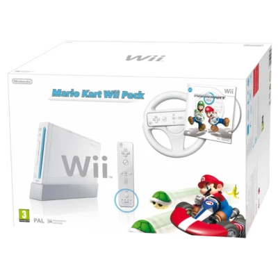 Nintendo Wii Console + Mario Kart Wheel Game Remote Family Racing Kids