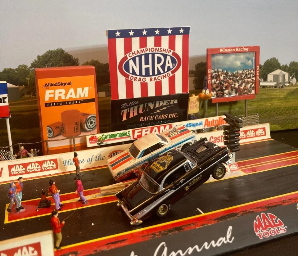 1957 CHEVY BELAIR A/GAS BLOWN & INJECTED GASSER NHRA DRAG RACING LEGENDS LOOSE - Image 2 of 4