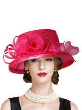 Rose Tea Party Derby Hats For Women Elegant Wedding Hat Flower Fascinators Cap