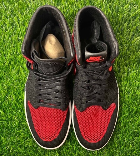 Air Jordan 1 Retro High OG Flyknit Bred Black Red Size 8 Sneakers 919704-001 - Picture 5 of 13