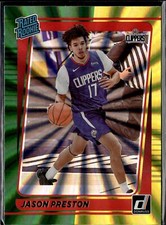 2021-22 Donruss #210 Jason Preston Holo Green Yellow Laser Rated Rookie Clippers