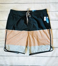 New Wave Zone Men's Sz 40 Board/Swim Shorts UPF 50 Stretch Charcoal Grey/Orange