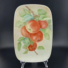 Vintage Hand Painted Red Apples Serving Tray / Dish Fall Decor 1986 Signed