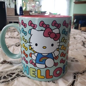 Sanrio Hello Kitty Mug Rainbow Shirt With Bows Coffee Cup Mug 20 oz ceramic