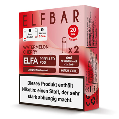 Elf Bar ELFA   Watermelon Cherry   Prefilled Pod 2er Pack 2ml 20mg