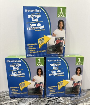 Storage Bag w/ Handle Heavy Duty XXL 2ft x 20 Inches Double Zipper Seal 3 Packs