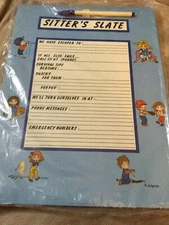 Vintage WRITE-ON WIPE-OFF SITTERS SLATE Baby Sitter Memo Board House of Lloyd 85