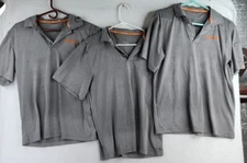 Lot of 3 Whataburger Logo Mens Gray Striped Polo Work Uniform Shirt Size Medium
