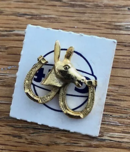 Gulf Oil Pin Gas Vintage Original Political Pinback on Card Donkey Democrats