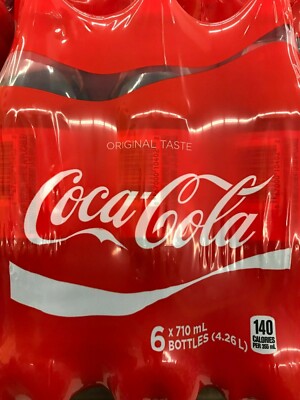 6 BOTTLES OF COCA COLA CANADIAN SODA POP 6x710ml 