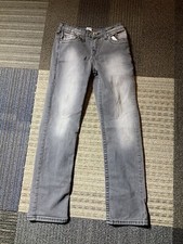 Girls Youth Gray True Religion Jeans Size 10 Straight Stretch Distressed
