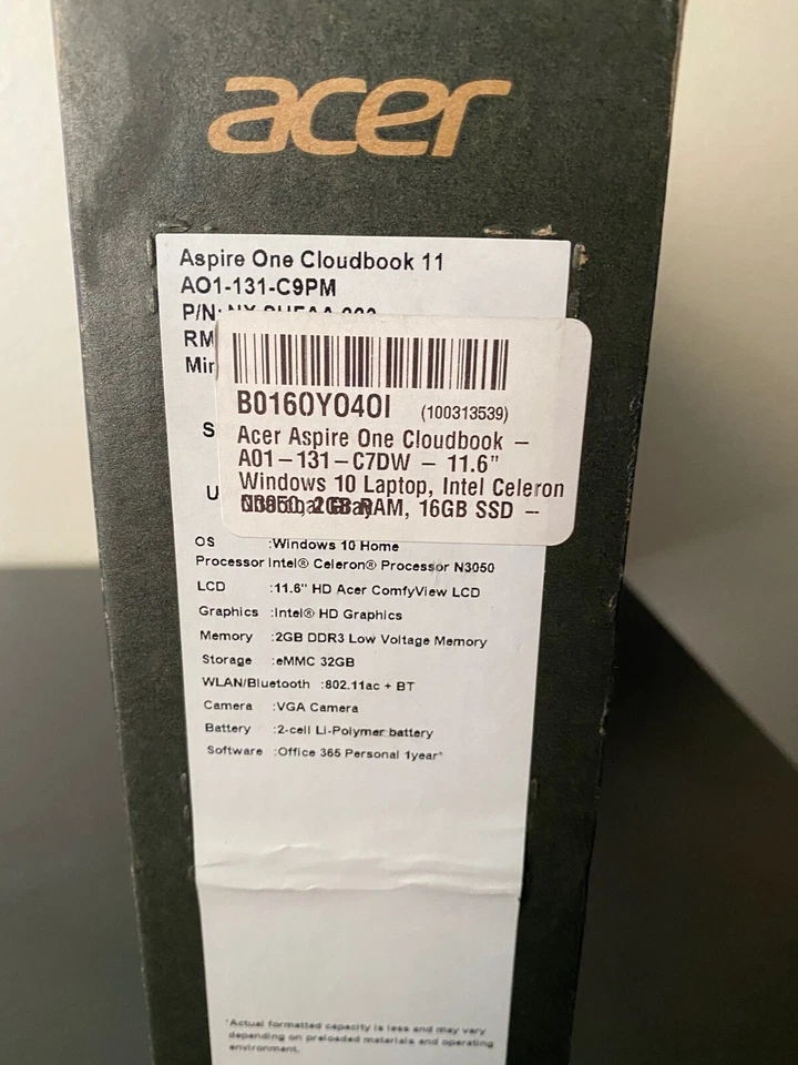NEW*Acer Aspire One Cloudbook 11.6"Laptop, Intel Celeron N3050,2GB RAM, 16GB SSD - Image 3 of 3