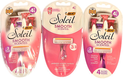12 Count Bic Soleil Smooth Razors With Scented Handles - 3 x 4 Razors